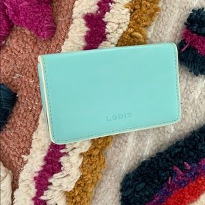 Lodis Blue and Ivory Leather Magnetic Card Case